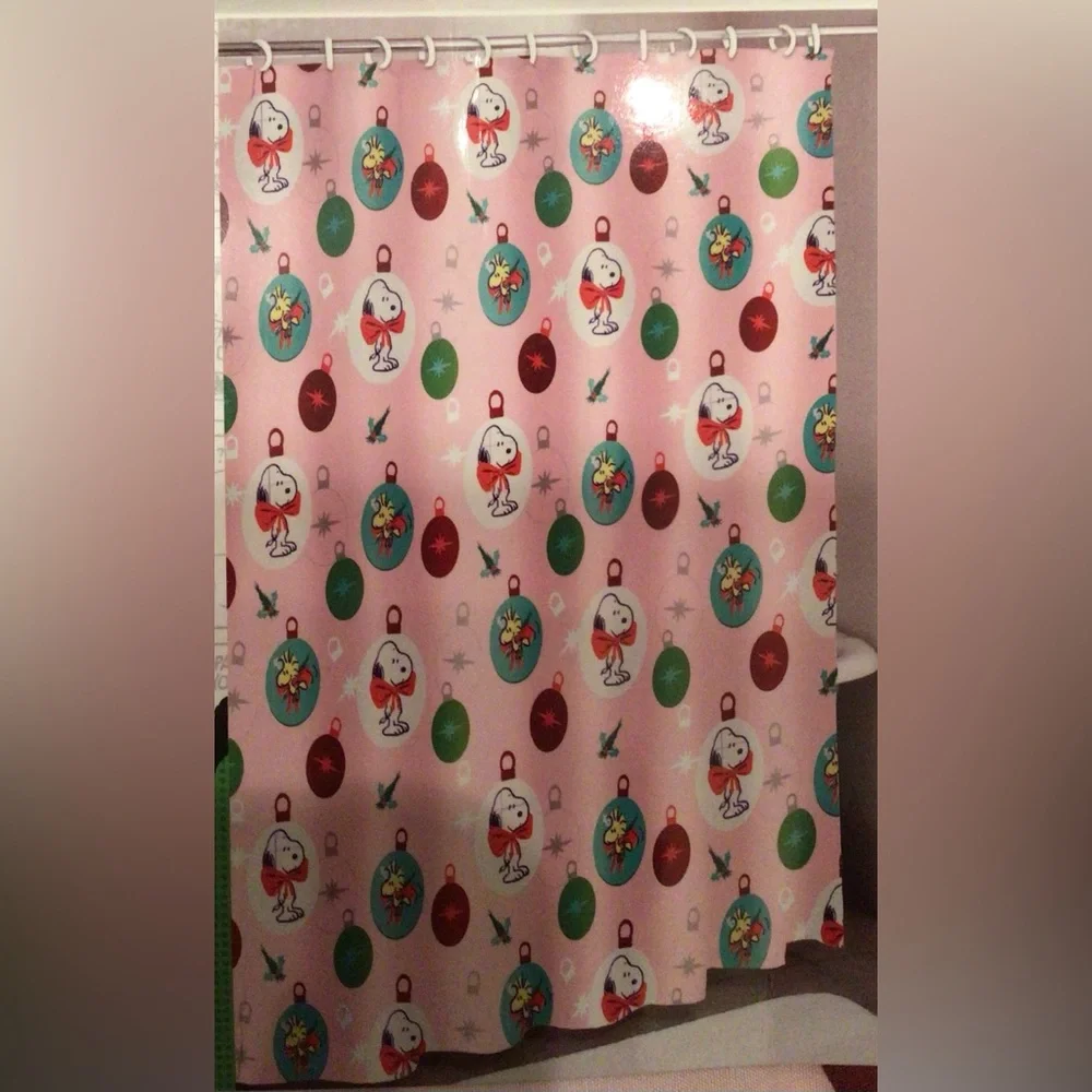 Peanuts Snoopy Woodstock Fabric Shower Curtain